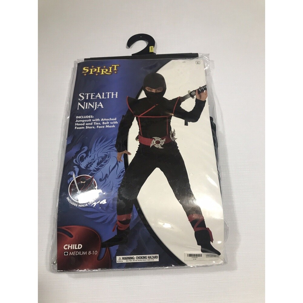 Brand New Spirit Halloween Stealth Ninja Child Costume Size Medium 8-10